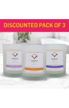 Discounted pack of 3 organic candles - Tranquility, Uplift and Revive Aurra Organics 100% Certified Organic Candles - Normal SRP £149.94